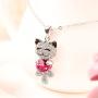 Caperci Cute Lucky Cat Swarovski Crystal Pendant Necklace - Best Christmas Jewelry Gifts for Daughter and Girls