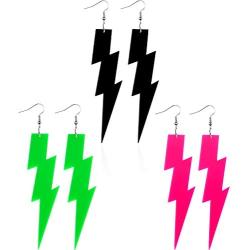 3 Pairs 80s Neon Earrings Pendant Retro Acrylic Drop Dangle for Women 80s Party