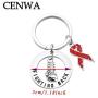 CENWA AIDS HIV Awareness Jewelry Red Awareness Ribbon Keychain AIDS Awareness HIV Heart Disease Survivor Gift Fighting Back Keychain