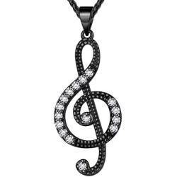 Beautlace Womens Musical Note Necklace Silver/18K Gold Black Gun Plated Treble Clef Music Note Jewelry Gifts for Music Lover