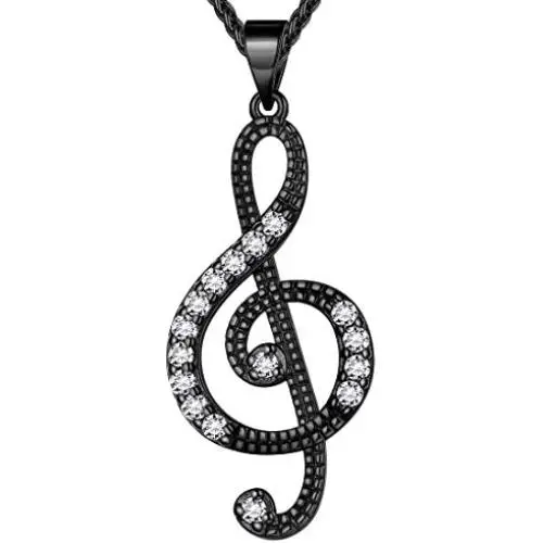 Beautlace Womens Musical Note Necklace Silver/18K Gold Black Gun Plated Treble Clef Music Note Jewelry Gifts for Music Lover Beautlace Womens Musical Note Necklace Silver/18K Gold Black Gun Plated Treble Clef Music Note Jewelry Gifts for Music Lover