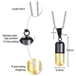 VNOX Jewelry Stainless Steel Cross Capsule Medicine Pill Pendant Necklace,Multi Color Option