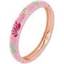 UJOY Womens Gorgeous Bangle Bracelet Pink Colored Rose Golded Floral Hinge Cloisonne Enameled Jewelry with Gift Box