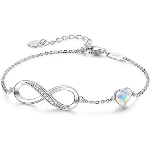 CDE Infinity Heart Symbol Charm Bracelet for Women 925 Sterling Silver Adjustable Mothers Day Jewelry Gift Birthday Gift for Mom Women Wife Girls Her CDE Infinity Heart Symbol Charm Bracelet for Women 925 Sterling Silver Adjustable Mothers Day Jewelry Gift Birthday Gift for Mom Women Wife Girls Her