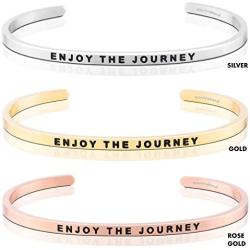 MantraBand Bracelet - Enjoy The Journey - Inspirational Engraved Adjustable Mantra Band Cuff Bracelet - Silver, Gold, Rose Gold - Gifts for Women