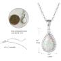 FANCIME October Birthstone Sterling Silver Created Opal Necklace Earrings Stud Hoop Dangle Cubic Zirconia CZ Fire Opal Halo Teardrop Pendant Fine Jewelry Gifts for Women Girls