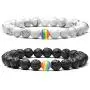 Jovivi LGBT Relationship Bracelet Rainbow Pride White Howlite/Black Lava Rock Beads Oil Diffuser Bracelets for Men Women Jovivi LGBT Relationship Bracelet Rainbow Pride White Howlite/Black Lava Rock Beads Oil Diffuser Bracelets for Men Women