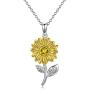 14K Real Gold Sunflower Necklace for Women, You Are My Sunshine Gold Sunflower Pendant Necklace with Crystal Birthday Anniversary Jewelry Gifts for Mom, Wife, Girlfriend 16''+2''