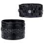 Thunaraz Black Brown Leather Bracelet for Men Women Punk Wide Leather Cuff Bracelet Cool Braided Wristbands Adjustable Gothic Wristband Bangle Jewelry