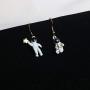 Eiffy Cartoon Asymmetric Astronauts Spaceman Moon Star Plant Dangle Earrings for Women Girls Jewelry