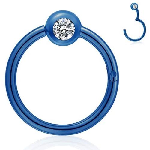 outerunner 316L Surgical Steel Septum Piercing Nose Rings Hoop Clicker Ring Hypoallergenic Nose Ring 16G Diameter 8mm and 10mm with 4mm Diamond Ball Nose Ring Hoop Rose Gold