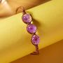 Rinhoo Handmade Dry Pressed Flower Cherry Blossom Gemstone Glass Cover Charms Adjustable Rope Strand Bangle Bracelet Women Girls Jewelry