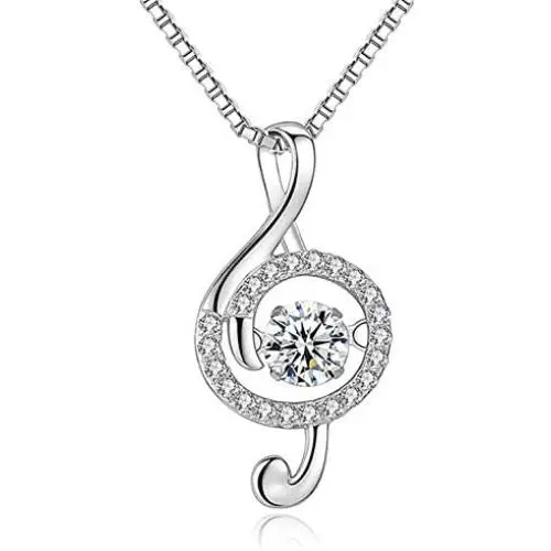 Musical Note Pendant Necklace Silver Cubic Zirconia Music Note Jewelry Gifts for Music Lover Women Girl 18 inches Musical Note Pendant Necklace Silver Cubic Zirconia Music Note Jewelry Gifts for Music Lover Women Girl 18 inches