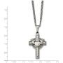 Solid Stainless Steel Mens Celtic Irish Claddagh Cross Pendant Necklace Charm Chain - with Secure Lobster Lock Clasp 20''