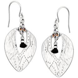 Silpada Tassel Fringe Cut-Out Drop Earrings with Crystals in Sterling Silver