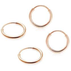 SOLIDGOLD - 14K Endless Gold 12mm Infinity Hoop Sleeper Earrings 2-3 Pair Set | Yellow, Rose & White Gold