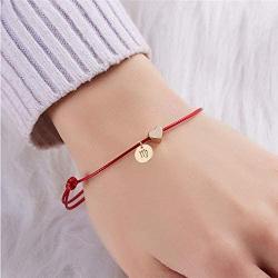 Ailiessy Love Heart Constellation Bracelet for Women Handmade Braided Rope Round Disc Coin Zodiac Bracelet Charm Fashion Red String Friendship Bracelet Jewelry