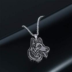 JczR.Y Vintage Punk Wolf Head Pendant Necklace Retro Original Animal Wolf Sweater Chain Necklace for Men Norse Viking Arrow Headed Amulet Jewelry