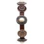Rosemarie & Jubalee Womens Western Style Concho With Semi Precious Howlite Stone Genuine Leather Statement Buckle Bracelet
