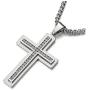 COOLSTEELANDBEYOND Men Women Large Stainless Steel Cross Pendant Necklace with Cubic Zirconia, 30 inch Wheat Chain