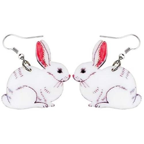 WEVENI Acrylic Easter Egg Bunny Rabbit Hare Earrings Dangle Drop Lovely Pet Jewelry For Women Girls Nice Gift