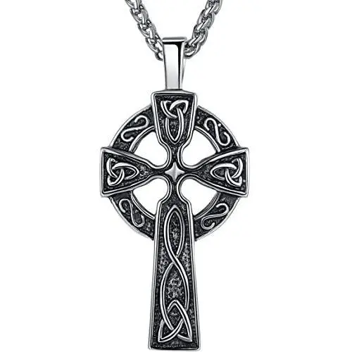 Aoiy Mens Stainless Steel Large Celtic Cross Irish Knot Pendant Necklace, 24'' Link Chain, aap011 Aoiy Mens Stainless Steel Large Celtic Cross Irish Knot Pendant Necklace, 24'' Link Chain, aap011