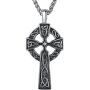 Aoiy Mens Stainless Steel Large Celtic Cross Irish Knot Pendant Necklace, 24'' Link Chain, aap011