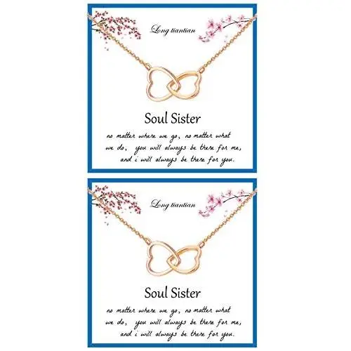 2Pcs Soul Sister Necklace for Women 2 Interlocking Hearts Pendant Adjustable Chain Necklace Double Heart Best Friend Friendship Necklaces for Soul Sisters Birthday Jewelry Gifts 2Pcs Soul Sister Necklace for Women 2 Interlocking Hearts Pendant Adjustable Chain Necklace Double Heart Best Friend Friendship Necklaces for Soul Sisters Birthday Jewelry Gifts