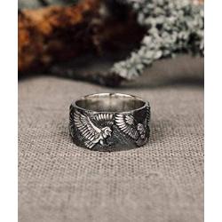 Eagle Ring for Men, Norse Viking Flying Eagle Rings, Branches Pattern Ring, Vintage Hawk Eagle Totem Amulet Ring, Punk Animal Eagle Jewelry Gift for Men Boys