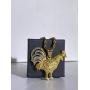 Shop-iGold Men Women 925 Italy Gold Finish Iced Gallo Rooster Ice Out Pendant Stainless Steel Real 2 mm Rope Chain Necklace, Mens Jewelry, Iced Pendant, Rope Necklace