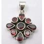 SilverStarJewel Natural Red Drop, Round Garnet Pendant 1.3'' 925 Sterling Silver Ladies Stone