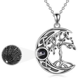 ONEFINITY Tree of Life Necklace Sterling Silver I Love You 100 Languages Necklace Tree of Life Pendant Jewelry for Women Gifts