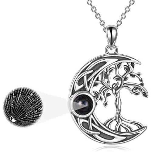 ONEFINITY Tree of Life Necklace Sterling Silver I Love You 100 Languages Necklace Tree of Life Pendant Jewelry for Women Gifts