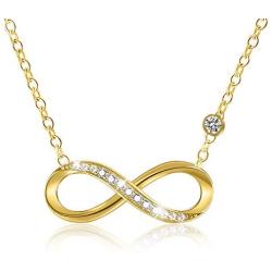 ✦Gifts for Mothers Day✦18K Gold Plated S925 Sterling Silver Infinity Necklace 5A Cubic Zirconia CZ Endless Love Pendant with Necklaces Jewelry for Women and Girls