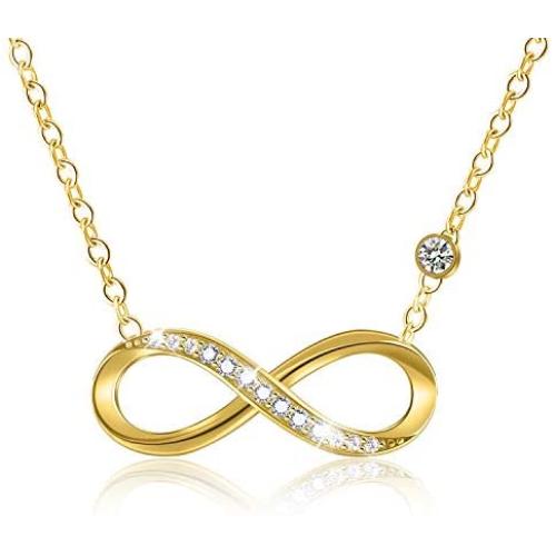 ✦Gifts for Mothers Day✦18K Gold Plated S925 Sterling Silver Infinity Necklace 5A Cubic Zirconia CZ Endless Love Pendant with Necklaces Jewelry for Women and Girls