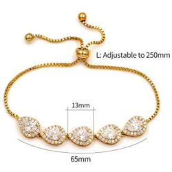 WeimanJewelry Cubic Zirconia CZ Wedding Bridal Pear Cut Adjustable Teardrop Chain Bracelet for Women Lady