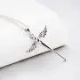 925 Sterling Silver Cross with Angel Wing Charm Pendant Rolo Chain Necklace, 18''