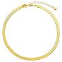 U/D Gold Plated Snake Chain Necklace Bracelet 5MM Flat Herringbone Choker Dainty Adjustable 16Inch Necklace for Women