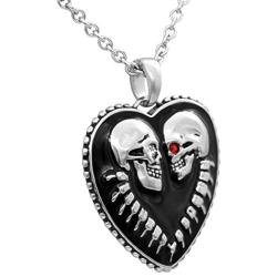 Controse Bound For Eternity Skull Heart Necklace with Pendant (27'' 316L Stainless Steel chain)