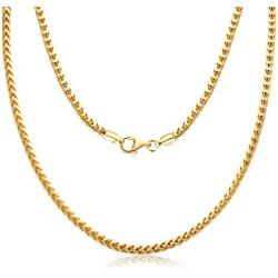 AINUOSHI Men & Women 925 Sterling Silver Solid 925 Italy 1MM 1.5MM 2MM 2.4MM Solid Franco Chain Necklace, Platinum/18K Gold Plated Necklace, Length, 16-24 Inch