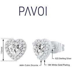 PAVOI 14K Gold Plated Sterling Silver Post Brilliant Round Faux Diamond Halo Earrings - Premium Cubic Zirconia in Rose Gold, White Gold and Yellow Gold