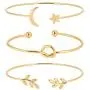 ASHMITA 3Pcs Rose Gold Bangle for Women Simple Olive Leaf|Star Month|Knot Heart Cuff Bracelet Gift Jewelry ASHMITA 3Pcs Rose Gold Bangle for Women Simple Olive Leaf|Star Month|Knot Heart Cuff Bracelet Gift Jewelry