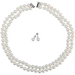 LEILE Hand Knotted Glass Imitation Pearls Necklace Bead Diameter 8mm Length 18 59 inch