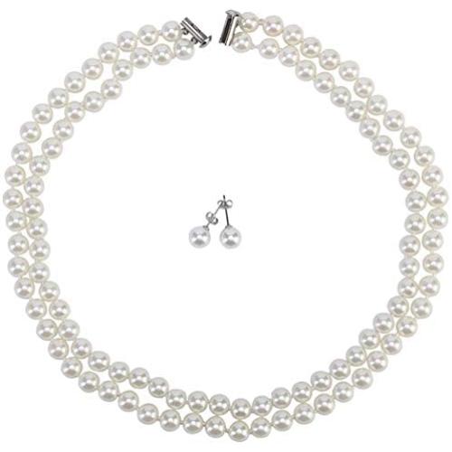 LEILE Hand Knotted Glass Imitation Pearls Necklace Bead Diameter 8mm Length 18 59 inch