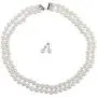 LEILE Hand Knotted Glass Imitation Pearls Necklace Bead Diameter 8mm Length 18 59 inch