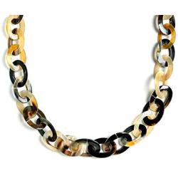 Bling Jewelry Earth Tone Brown Handmade Natural Buffalo Horn Long Oval Link Chain Necklace for Women 40 Inches
