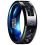 VAKKI 8mm Mens Red/Blue/Black Tungsten Carbide Rings with CZ Inlay Carbon Fiber Wedding Band Beveled Edge Comfort Fit Size 6-15