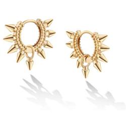 BENEIGE Gold Geometry Awl Hoop Earrings 14K Gold Plated Dainty Handmade Semicircle Beaded Huggie Earrings for Women