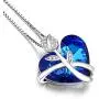 AOBOCO Sterling Silver Rose Flower Butterfly Necklaces for Women with Swarovski Crystals, Jewelry Gift for Wife Girlfriend