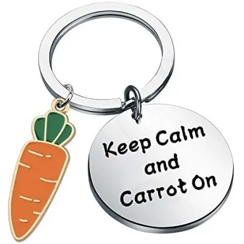 CENWA Carrot Pendant Jewelry Keep Calm and Carrot On Keychain Vegan Jewelry Vegetarian Gift Carrot Lover Gift